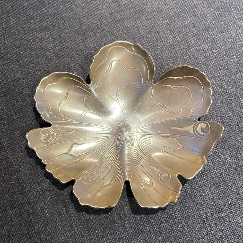 Vintage Butterfly Shaped Aluminum Dish, Trinket Dish